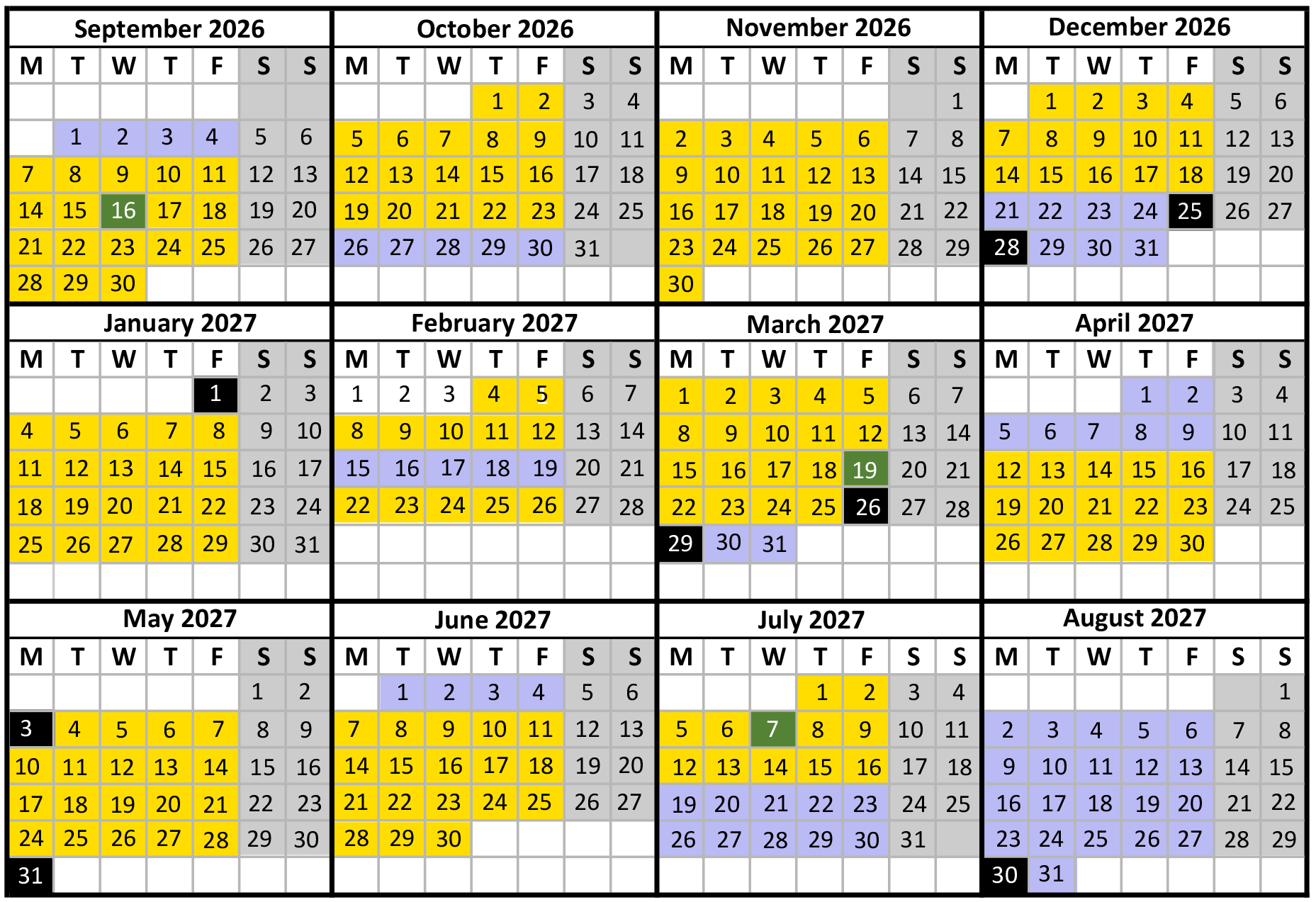 Dovedale Calendar